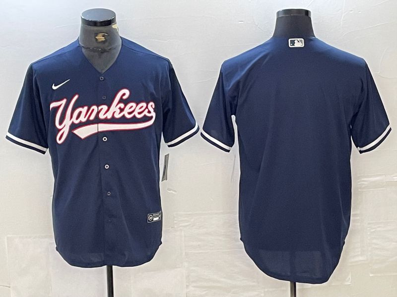 Men New York Yankees Blank Dark blue Second generation joint name Nike 2024 MLB Jersey style 1